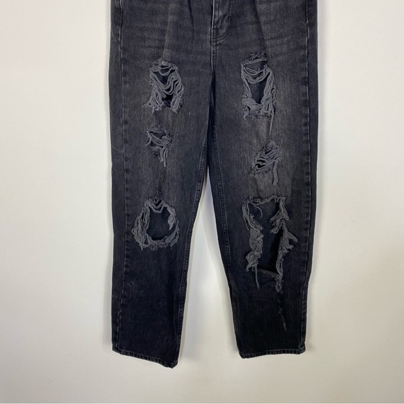 BDG Black High Rise Baggy Distressed Ripped Straight Leg Jeans - Picture 3 of 4